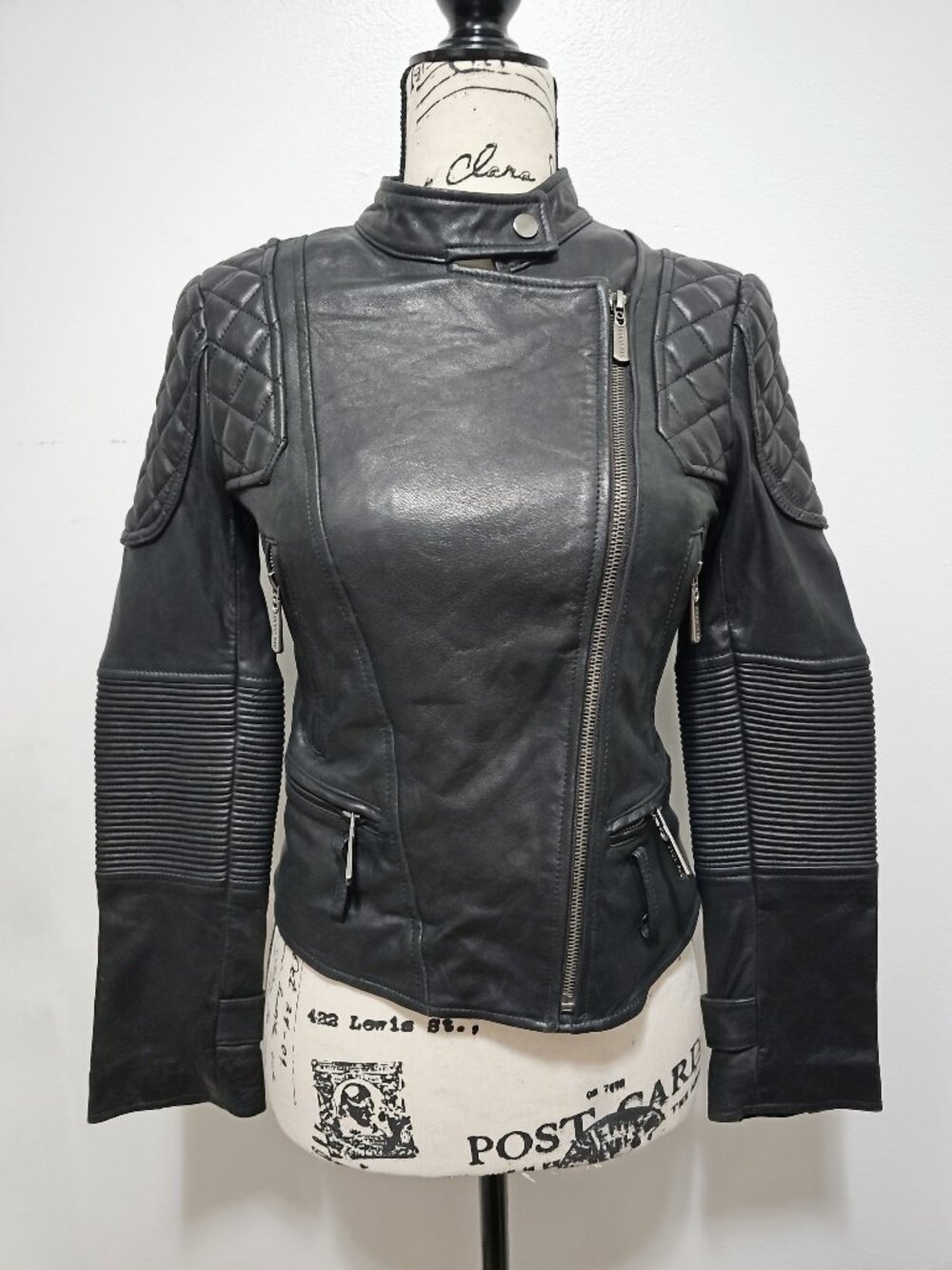 Share NewReal Lamb Leather Motorcycle Biker Ride Jacket Distressed RetroMilitary
